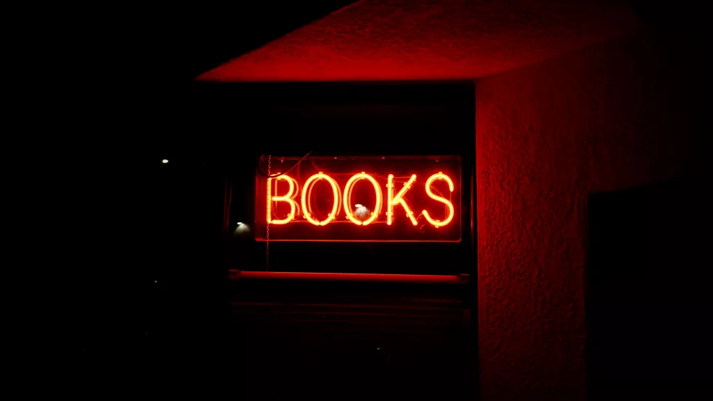 books written in a neon sign